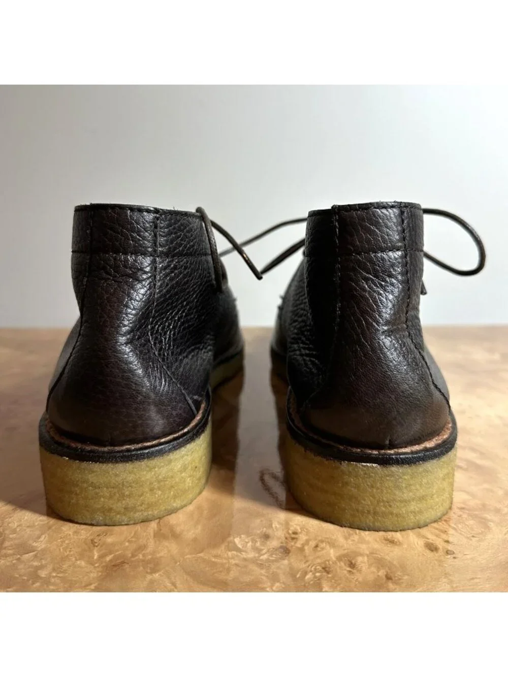 TAFT Pebbled Leather Chukka Desert Boots Brown Crepe Sole Handmade Men's 39